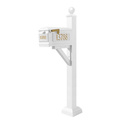 Qualarc Mailbox, (3 Cast Plates) Square Collar & Large Ball Finial, (White) WPD-SC2-S4-LM-3P-WHT